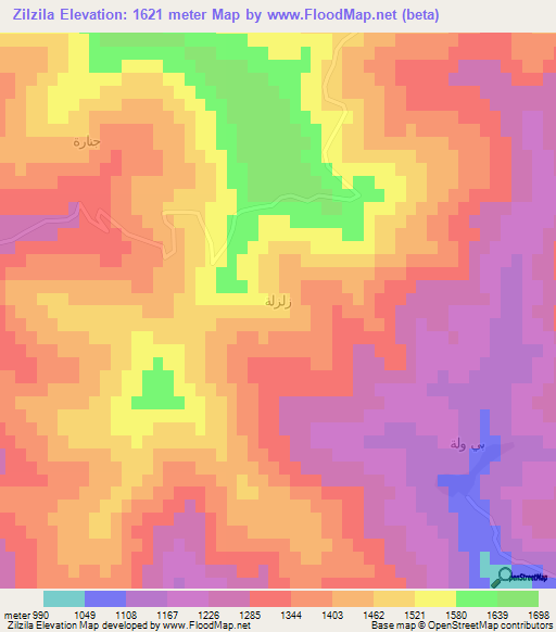 Zilzila,Iraq Elevation Map