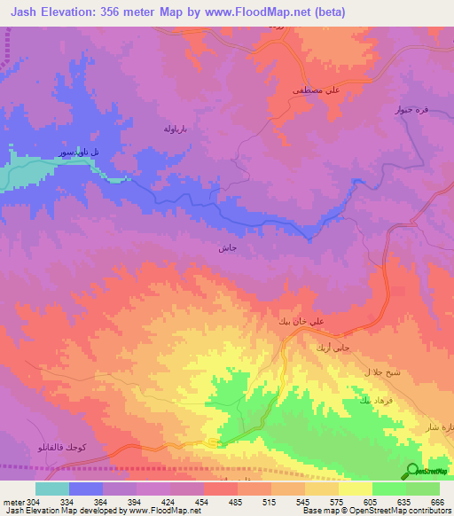 Jash,Iraq Elevation Map