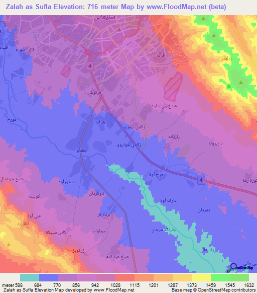 Zalah as Sufla,Iraq Elevation Map