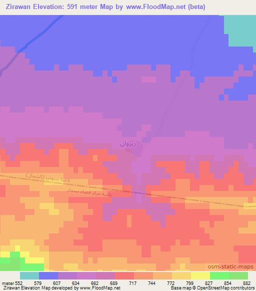 Zirawan,Iraq Elevation Map