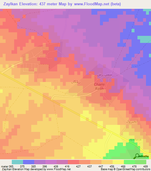 Zaylkan,Iraq Elevation Map