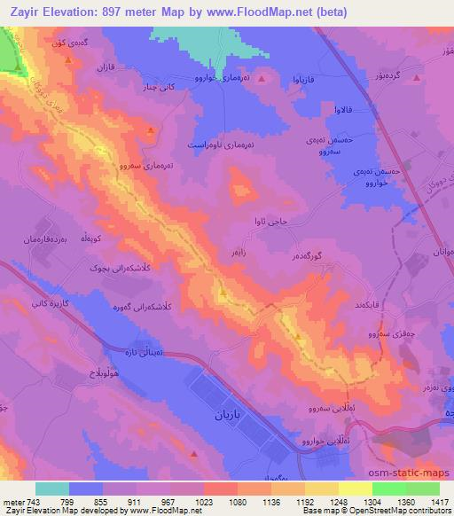 Zayir,Iraq Elevation Map