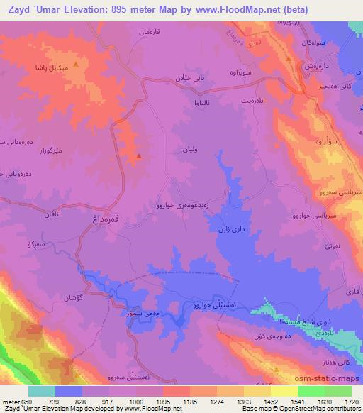 Zayd `Umar,Iraq Elevation Map