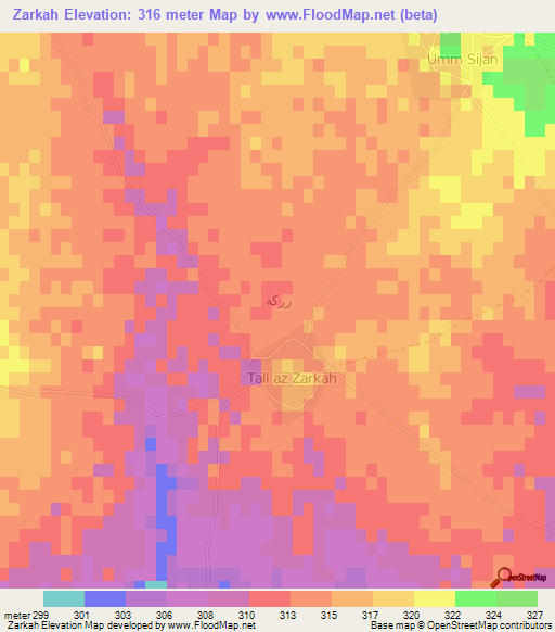 Zarkah,Iraq Elevation Map