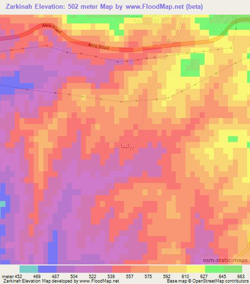 Zarkinah,Iraq Elevation Map