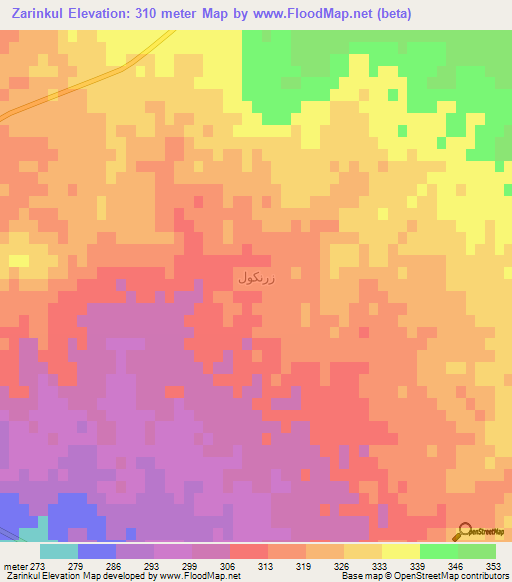 Zarinkul,Iraq Elevation Map