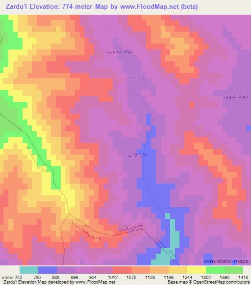 Zardu'i,Iraq Elevation Map