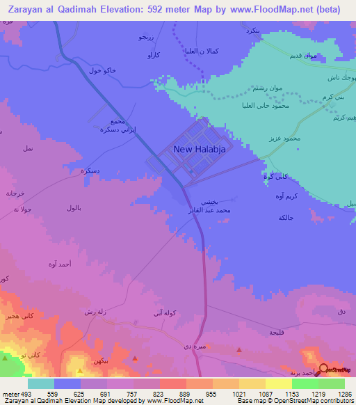 Zarayan al Qadimah,Iraq Elevation Map