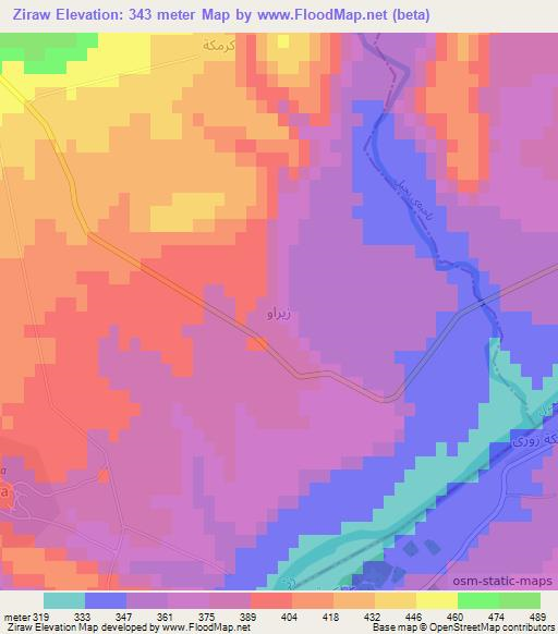 Ziraw,Iraq Elevation Map