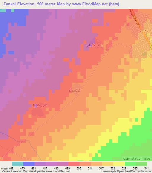 Zankal,Iraq Elevation Map