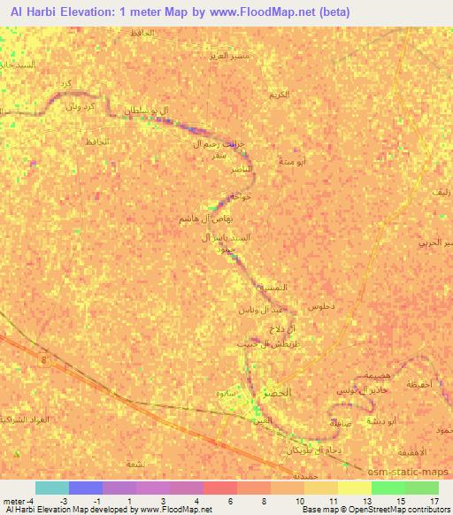 Al Harbi,Iraq Elevation Map