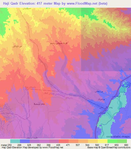 Haji Qadr,Iraq Elevation Map