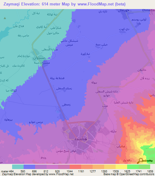 Zaymaqi,Iraq Elevation Map