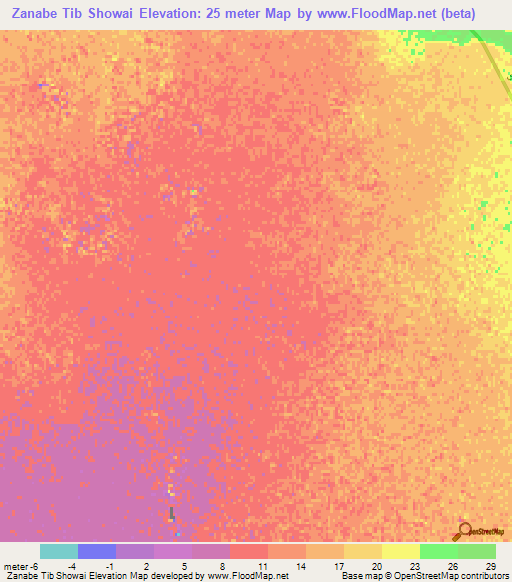 Zanabe Tib Showai,Iraq Elevation Map