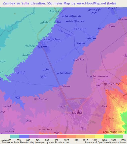 Zambak as Sufla,Iraq Elevation Map