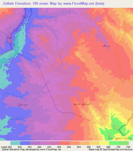 Zalkah,Iraq Elevation Map