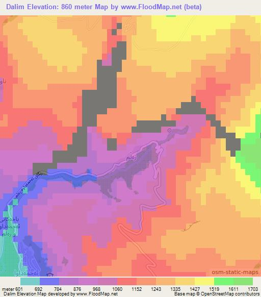 Dalim,Iraq Elevation Map