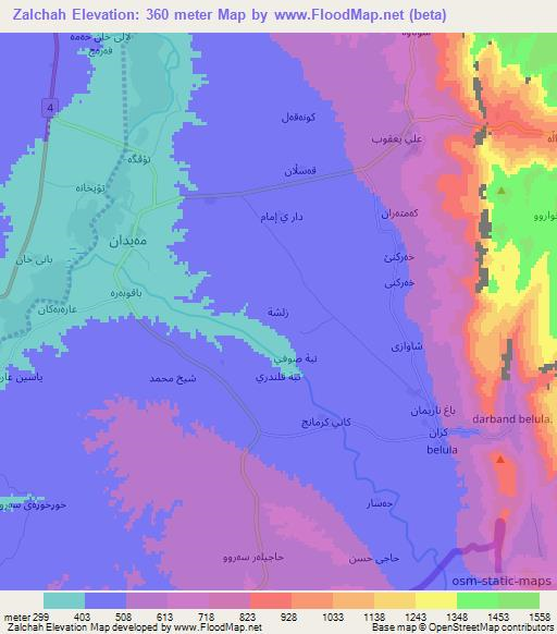 Zalchah,Iraq Elevation Map