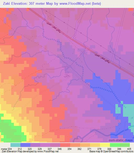 Zaki,Iraq Elevation Map