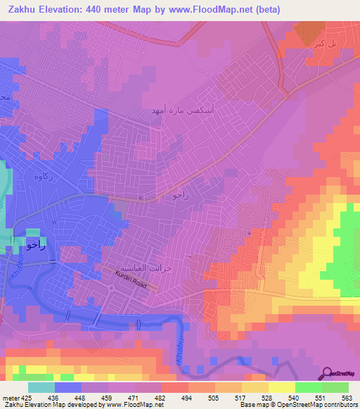 Zakhu,Iraq Elevation Map