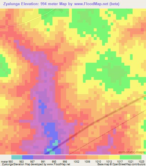 Zyalunga,Zambia Elevation Map