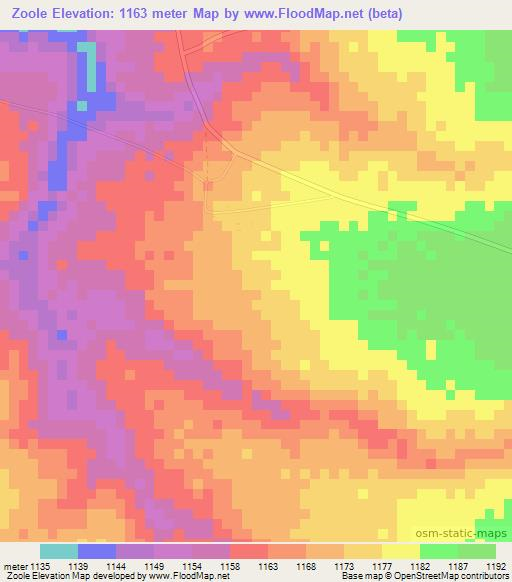 Zoole,Zambia Elevation Map