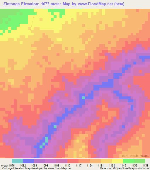 Zintonga,Zambia Elevation Map