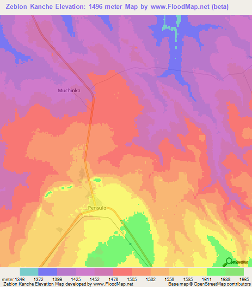 Zeblon Kanche,Zambia Elevation Map