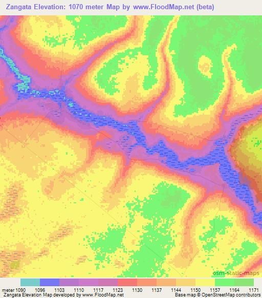 Zangata,Zambia Elevation Map