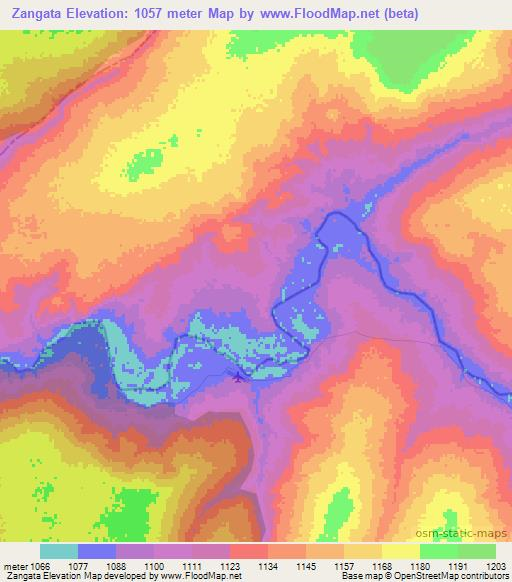 Zangata,Zambia Elevation Map