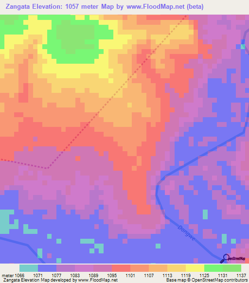 Zangata,Zambia Elevation Map