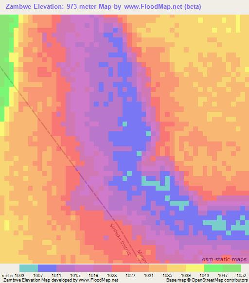 Zambwe,Zambia Elevation Map