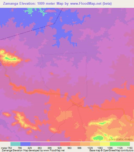 Zamanga,Zambia Elevation Map