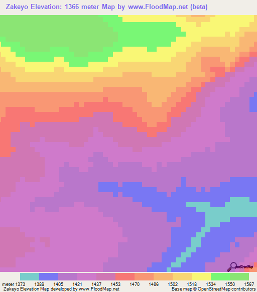 Zakeyo,Zambia Elevation Map