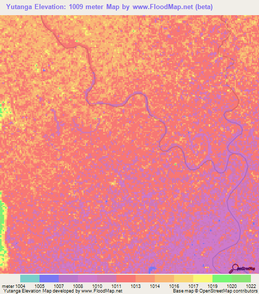 Yutanga,Zambia Elevation Map