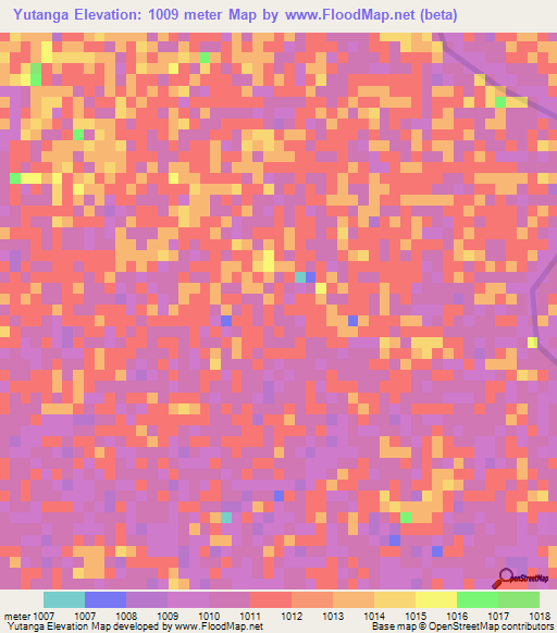 Yutanga,Zambia Elevation Map