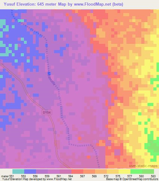 Yusuf,Zambia Elevation Map