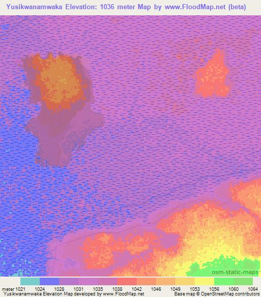 Yusikwanamwaka,Zambia Elevation Map