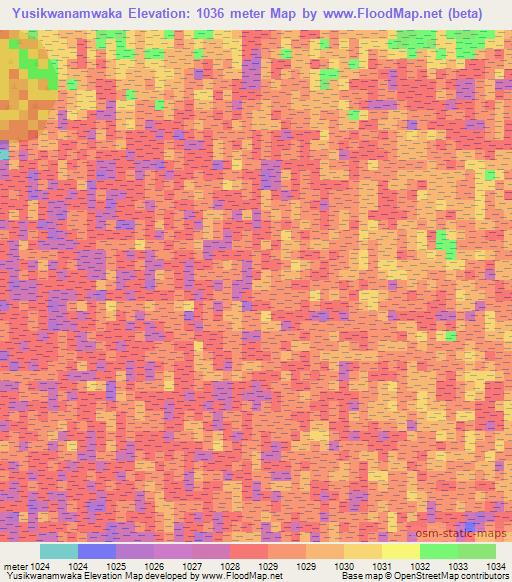 Yusikwanamwaka,Zambia Elevation Map