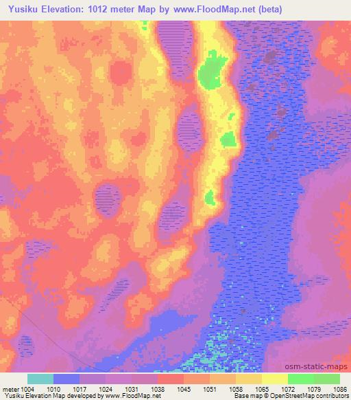 Yusiku,Zambia Elevation Map