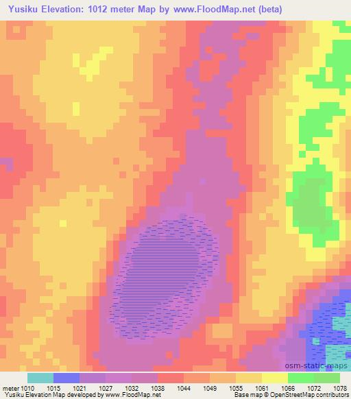 Yusiku,Zambia Elevation Map