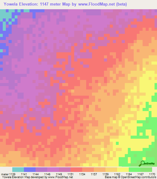 Yowela,Zambia Elevation Map