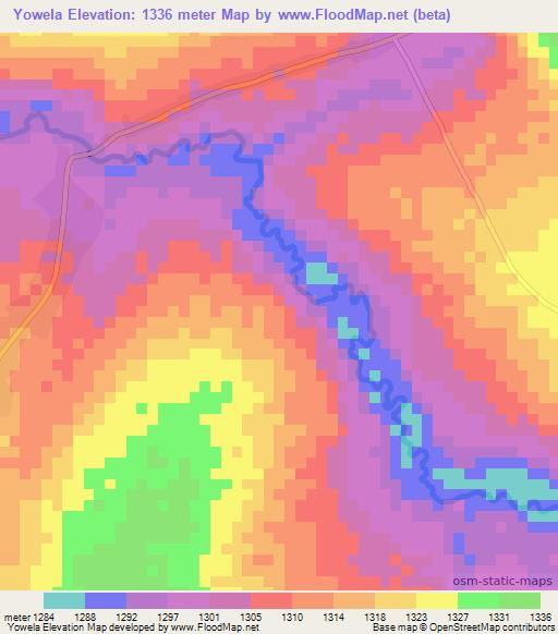 Yowela,Zambia Elevation Map