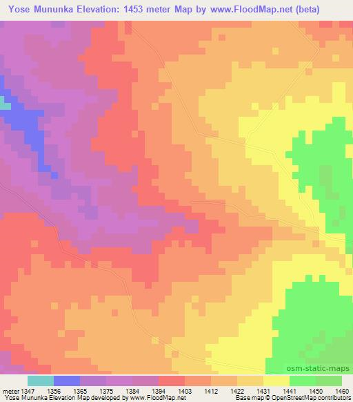 Yose Mununka,Zambia Elevation Map