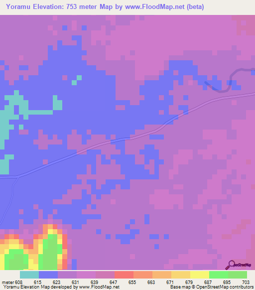 Yoramu,Zambia Elevation Map