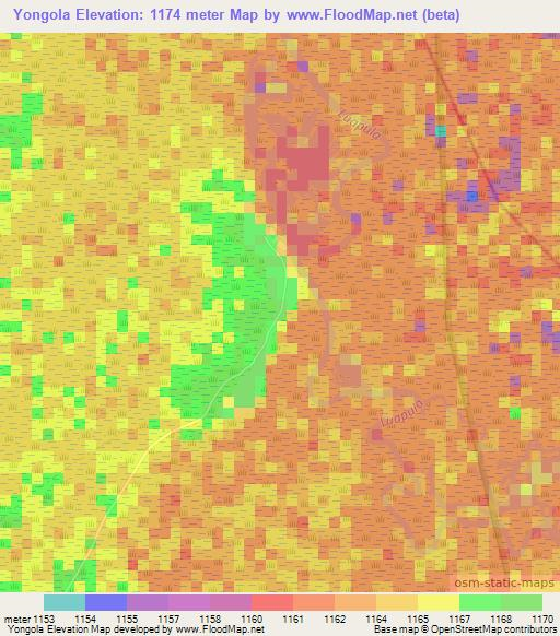 Yongola,Zambia Elevation Map