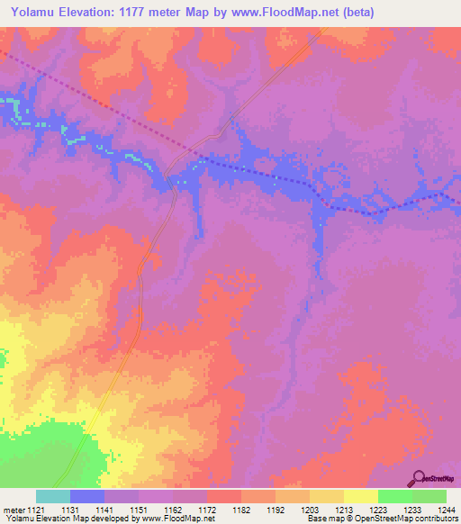 Yolamu,Zambia Elevation Map