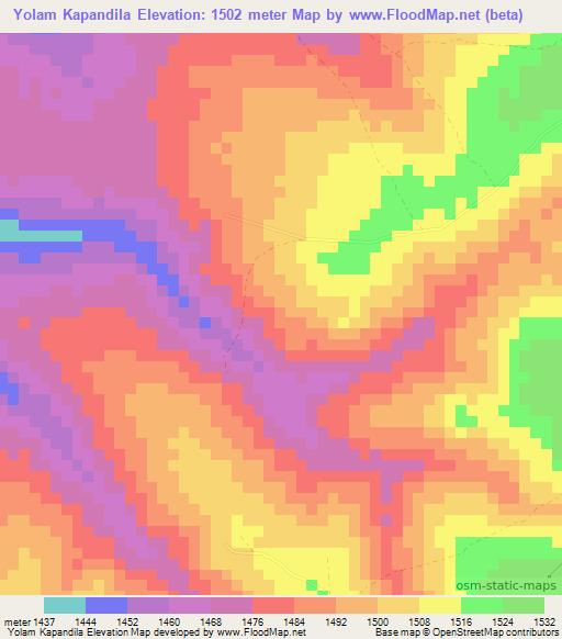 Yolam Kapandila,Zambia Elevation Map