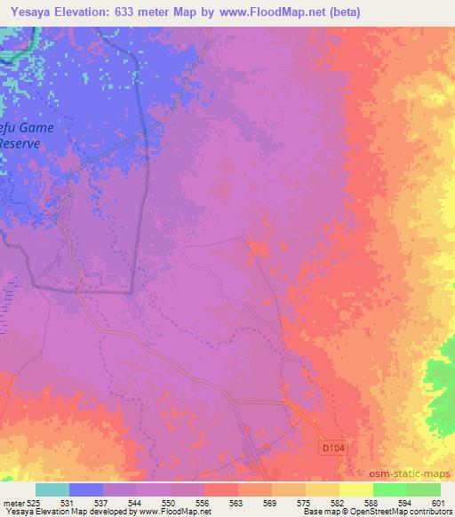 Yesaya,Zambia Elevation Map