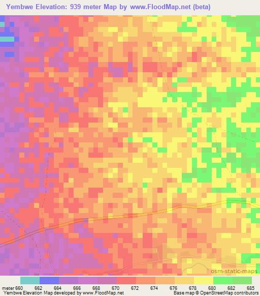 Yembwe,Zambia Elevation Map